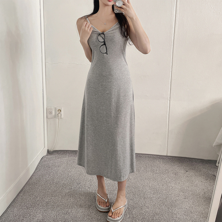 ロングノースリーブフレアワンピース GRAY