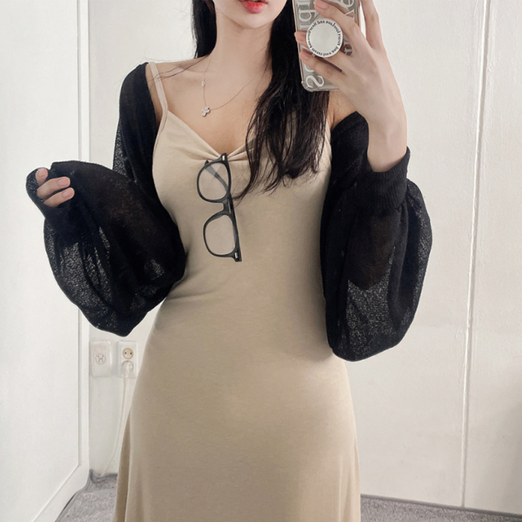 ロングノースリーブフレアワンピース BEIGE