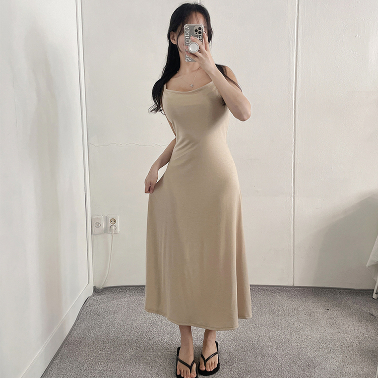 ロングノースリーブフレアワンピース BEIGE