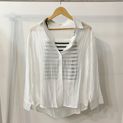 シャツ 【SET】ストライプニットキャミソール シースルーシャツ