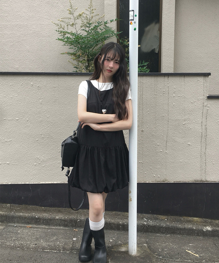 SOP29428 バルーンナイロンミニワンピース ミニワンピース