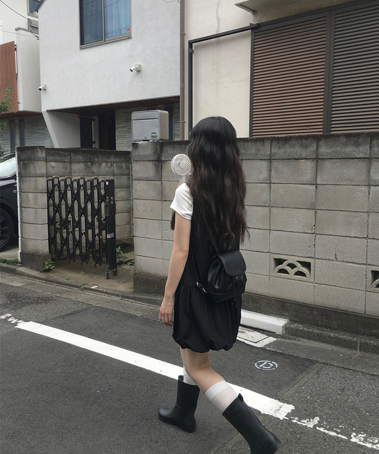 SOP29428 バルーンナイロンミニワンピース ミニワンピース