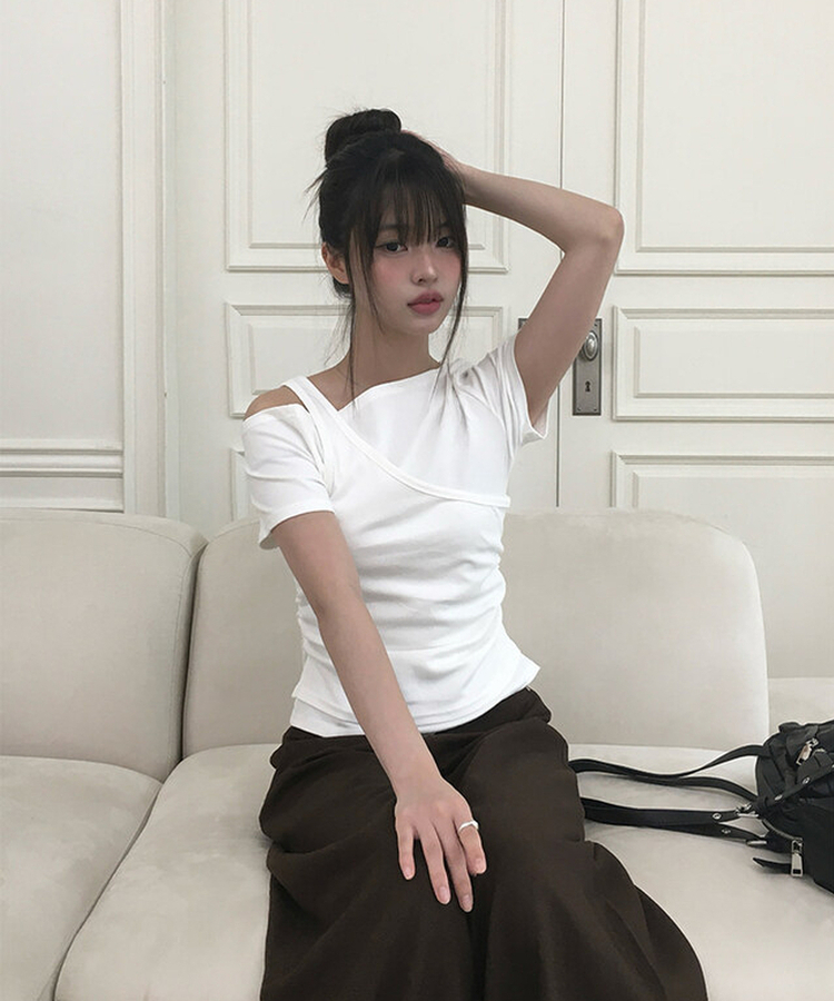 半袖Tシャツ レイヤードシャーリングオフキャミソールTシャツ WHITE