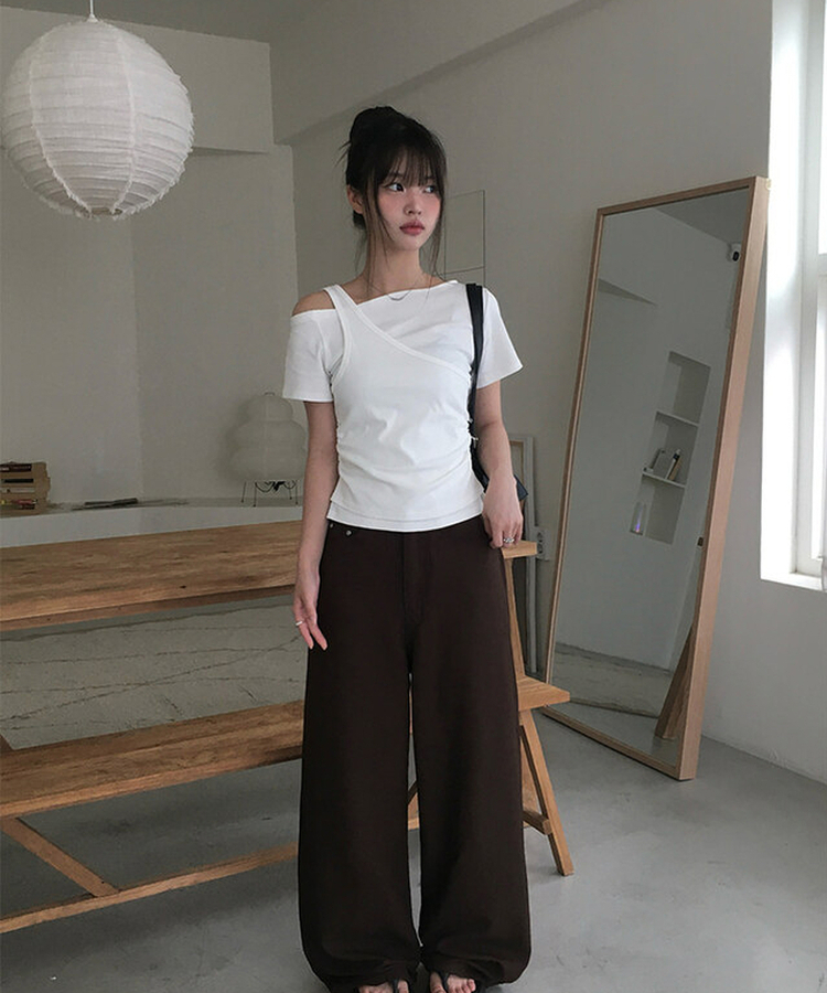半袖Tシャツ レイヤードシャーリングオフキャミソールTシャツ WHITE
