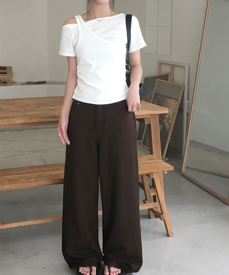 半袖Tシャツ レイヤードシャーリングオフキャミソールTシャツ WHITE