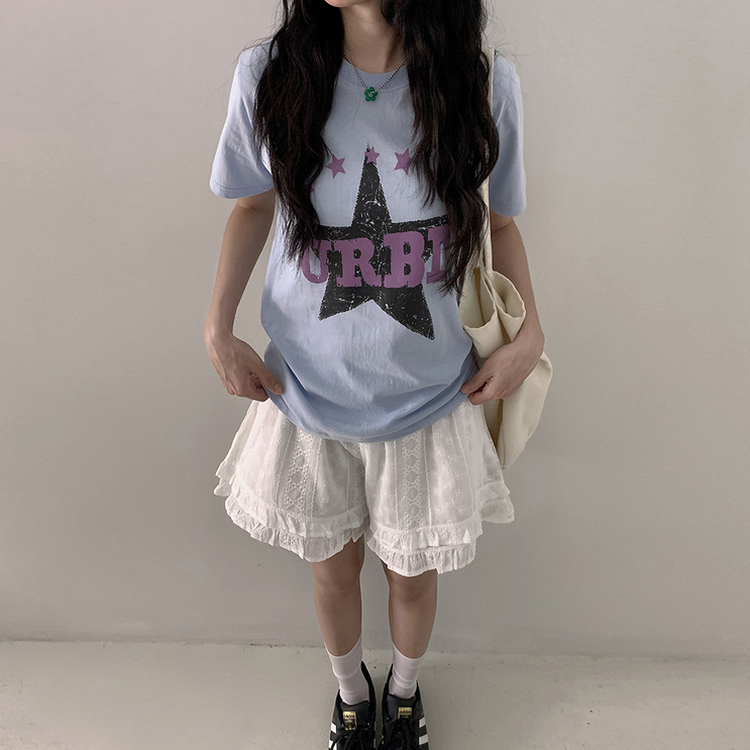 ビンテージプリンティング半袖Tシャツ SKY BLUE