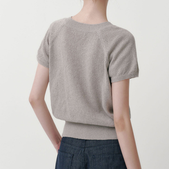 ニット キャップ袖Vネック半袖ニット(5color) GREY