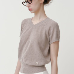 ニット キャップ袖Vネック半袖ニット(5color) MOCHA