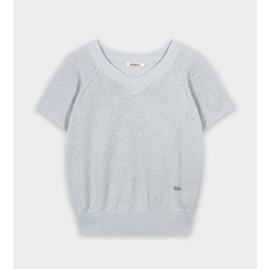 ニット キャップ袖Vネック半袖ニット(5color)