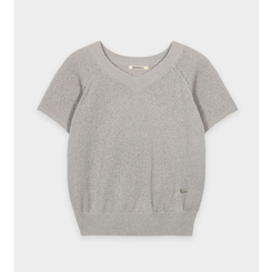 ニット キャップ袖Vネック半袖ニット(5color)