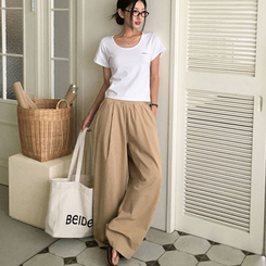 レタリングUネック半袖Tシャツ WHITE