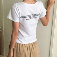 レタリングUネック半袖Tシャツ WHITE
