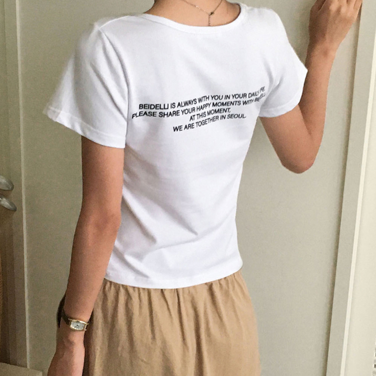 レタリングUネック半袖Tシャツ WHITE