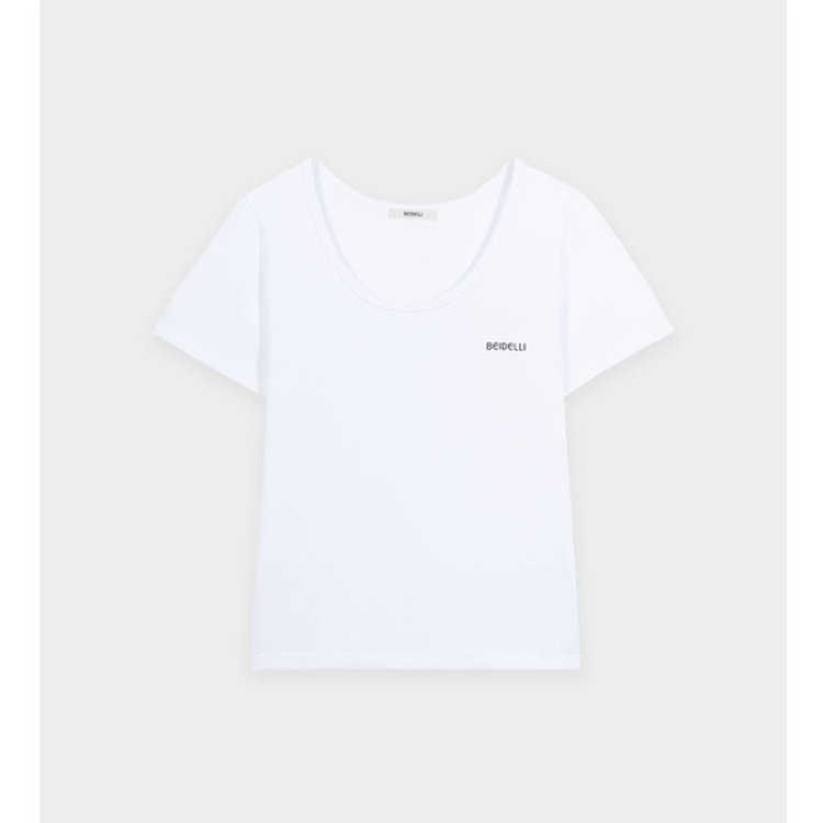 レタリングUネック半袖Tシャツ