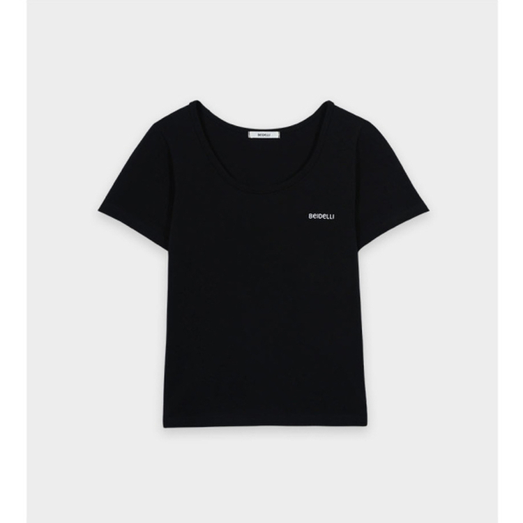 レタリングUネック半袖Tシャツ