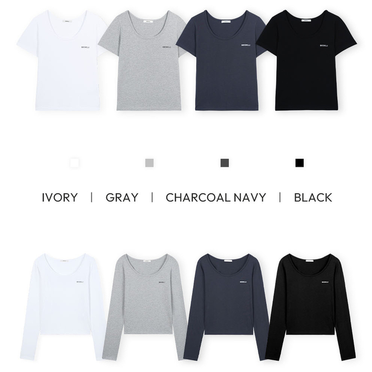 レタリングUネック半袖Tシャツ