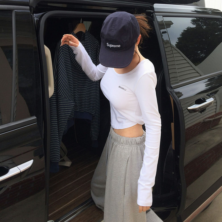 レタリングUネック半袖Tシャツ WHITE