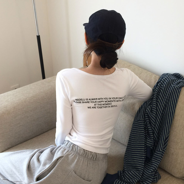 レタリングUネック半袖Tシャツ WHITE