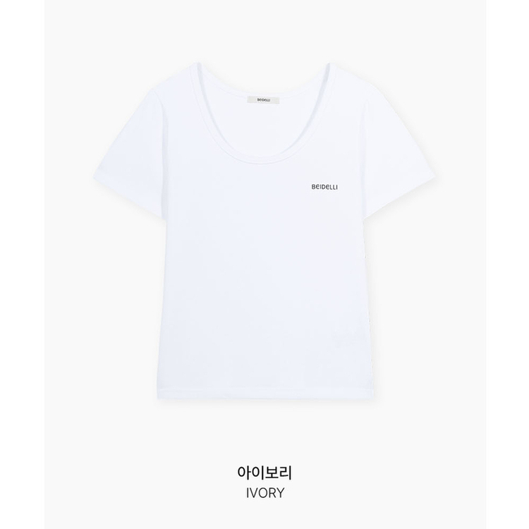 レタリングUネック半袖Tシャツ