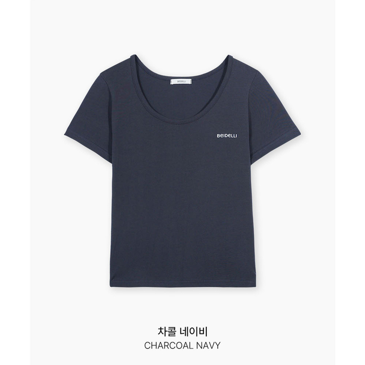 レタリングUネック半袖Tシャツ