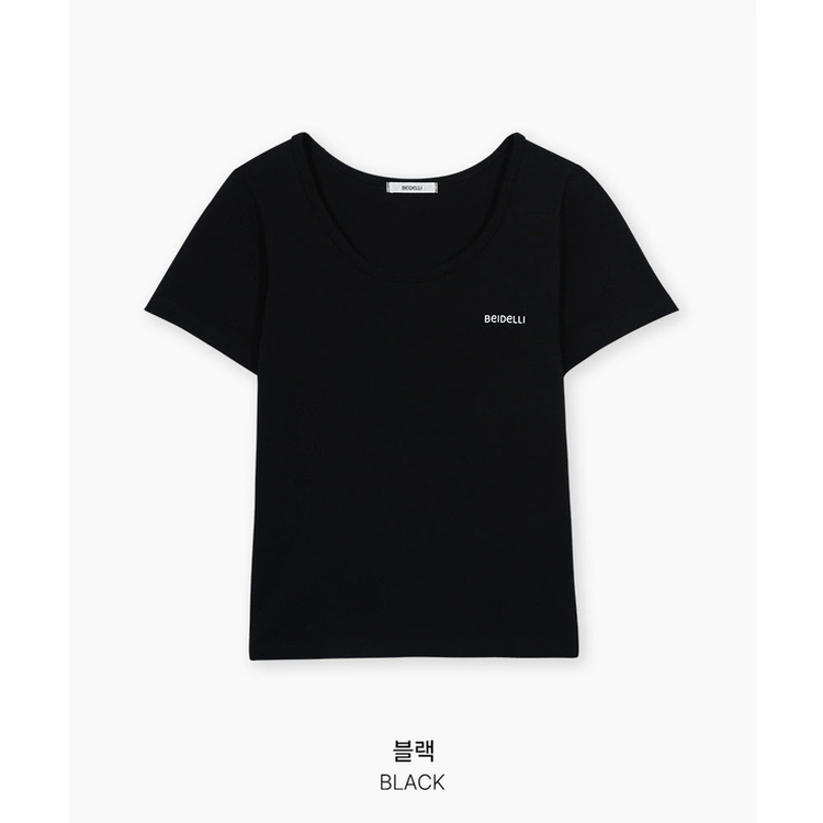 レタリングUネック半袖Tシャツ