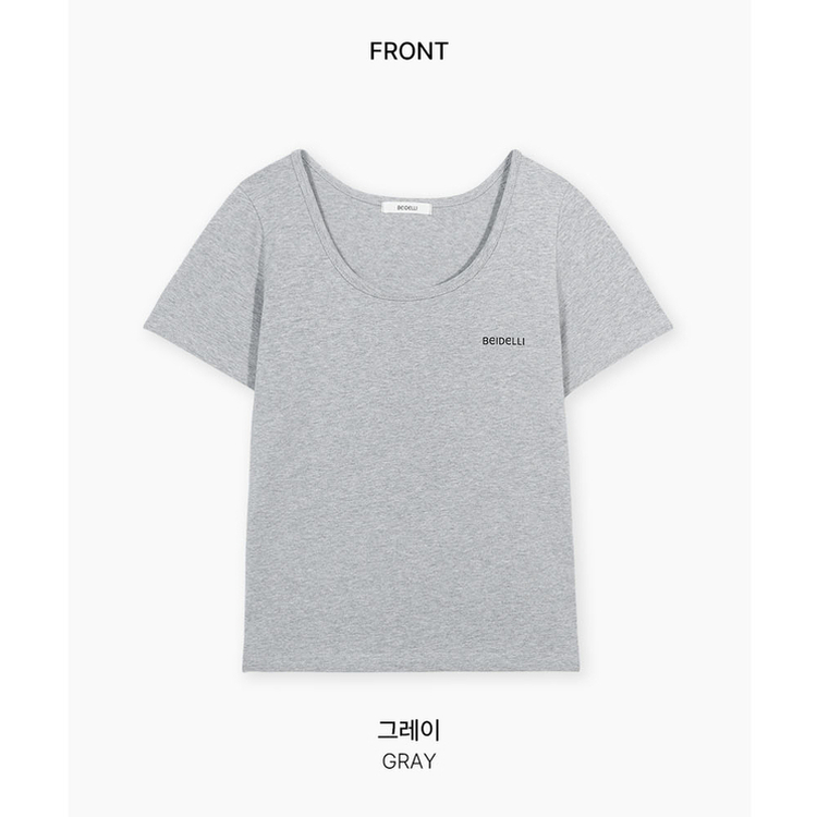 レタリングUネック半袖Tシャツ