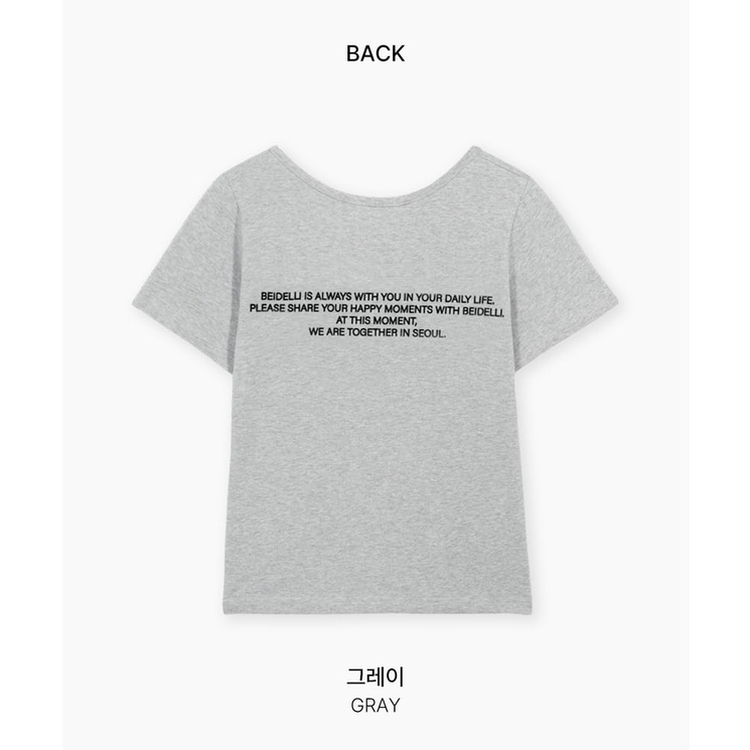 レタリングUネック半袖Tシャツ