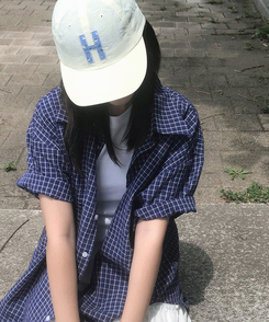 シャツ ビンテージチェックオーバー半袖シャツ BLUE
