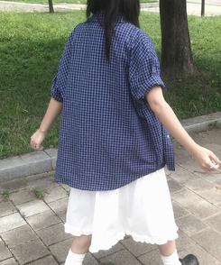 シャツ ビンテージチェックオーバー半袖シャツ BLUE
