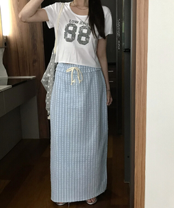 オーラデニムロングスカート SKYBLUE