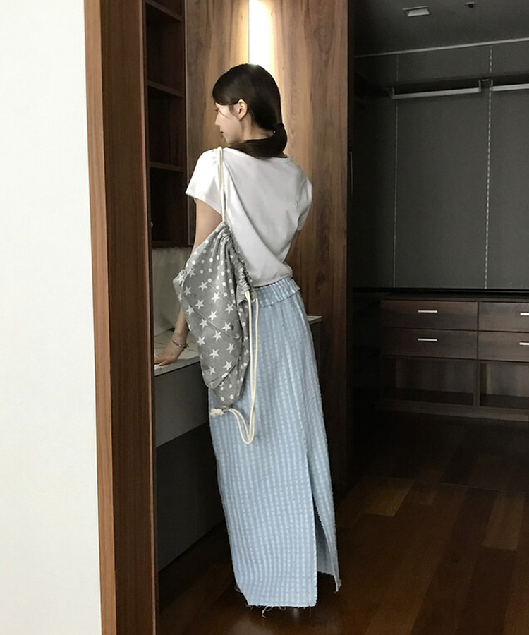 オーラデニムロングスカート SKYBLUE