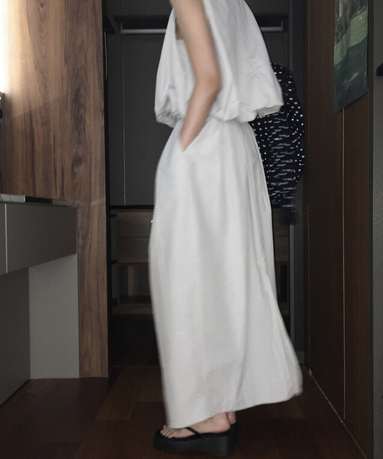 パンプキンロングスカート LIGHT GRAY