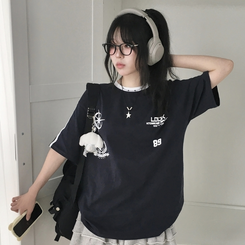 半袖Tシャツ 89バックラインバイカラー半袖Tシャツ DARK BLUE
