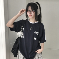 半袖Tシャツ 89バックラインバイカラー半袖Tシャツ DARK BLUE