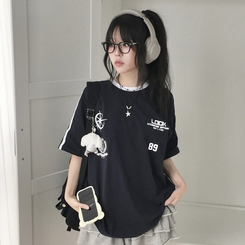 半袖Tシャツ 89バックラインバイカラー半袖Tシャツ DARK BLUE