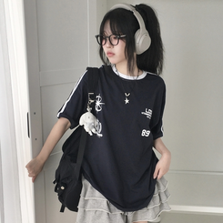 半袖Tシャツ 89バックラインバイカラー半袖Tシャツ DARK BLUE