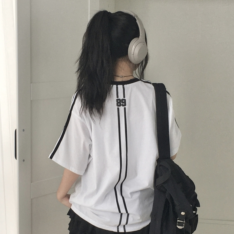 89バックラインバイカラー半袖Tシャツ WHITE