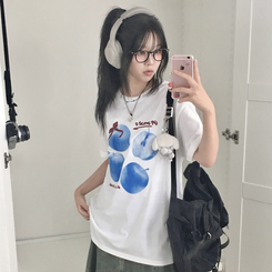 半袖Tシャツ ブルーアップルリボン半袖Tシャツ IVORY