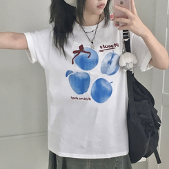 半袖Tシャツ ブルーアップルリボン半袖Tシャツ IVORY