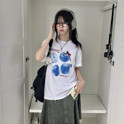 半袖Tシャツ ブルーアップルリボン半袖Tシャツ IVORY