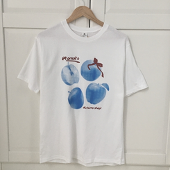半袖Tシャツ ブルーアップルリボン半袖Tシャツ