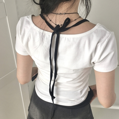 半袖Tシャツ ホールターアンバランスグ半袖Tシャツ WHITE