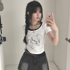 半袖Tシャツ ホールターアンバランスグ半袖Tシャツ WHITE