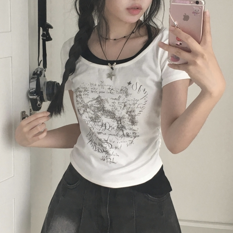 半袖Tシャツ ホールターアンバランスグ半袖Tシャツ WHITE