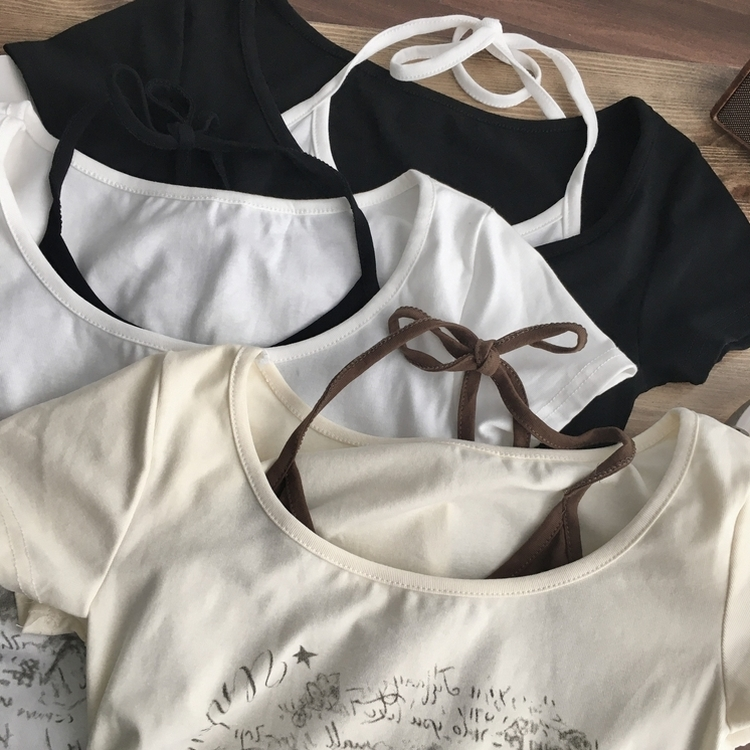 ホールターアンバランスグ半袖Tシャツ