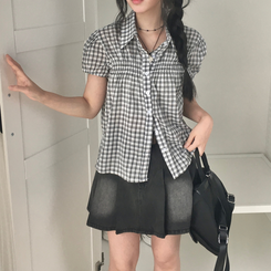 ミニスカート 【ベルト付き】デニムウォッシングミニスカート BLACK DENIM