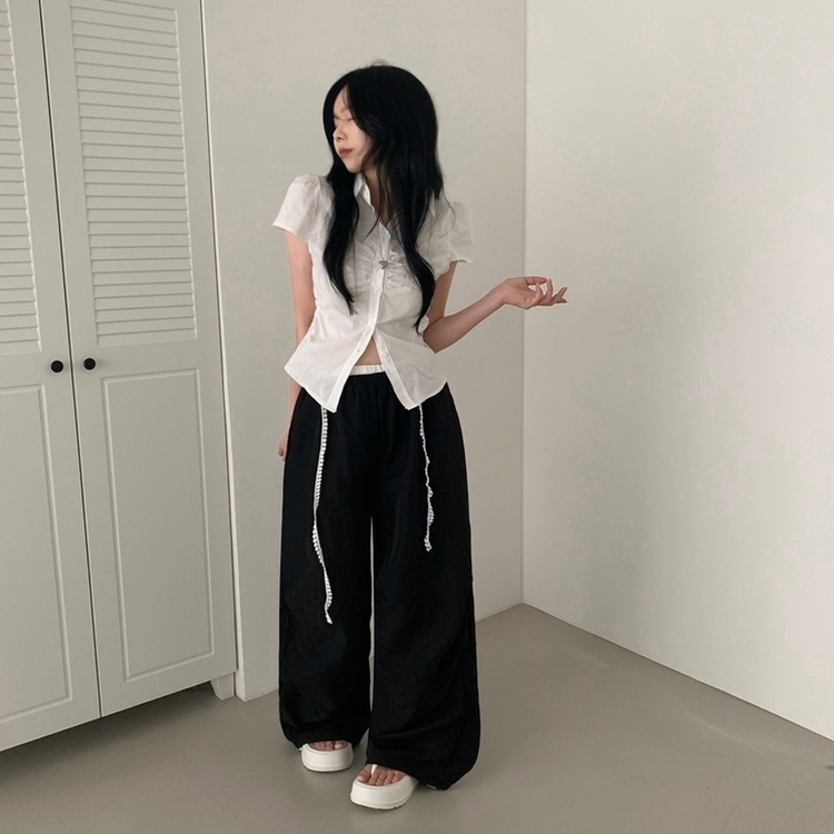 レースバイカラートレーニングワイドパンツ｜トレーニングパンツ｜韓国