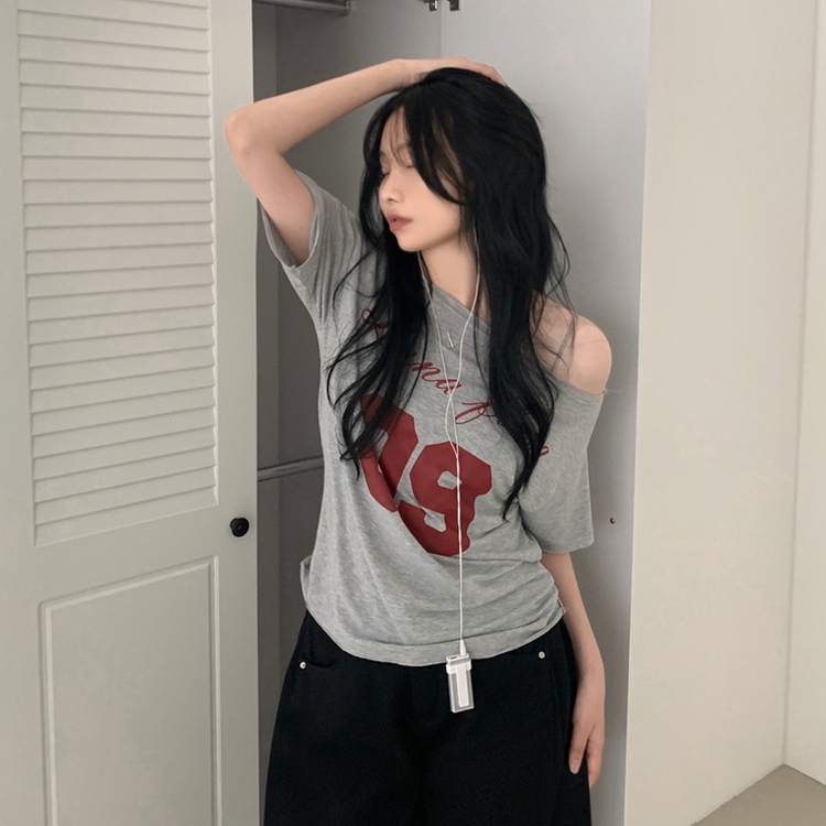 ナンバーレタリングルーズ半袖Tシャツ MELANGE