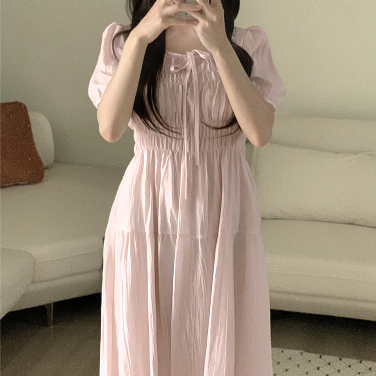 フレアパフシフォンロングワンピース PINK