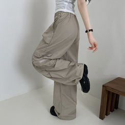 ワイド カーゴストリングナイロンワイドパンツ BEIGE